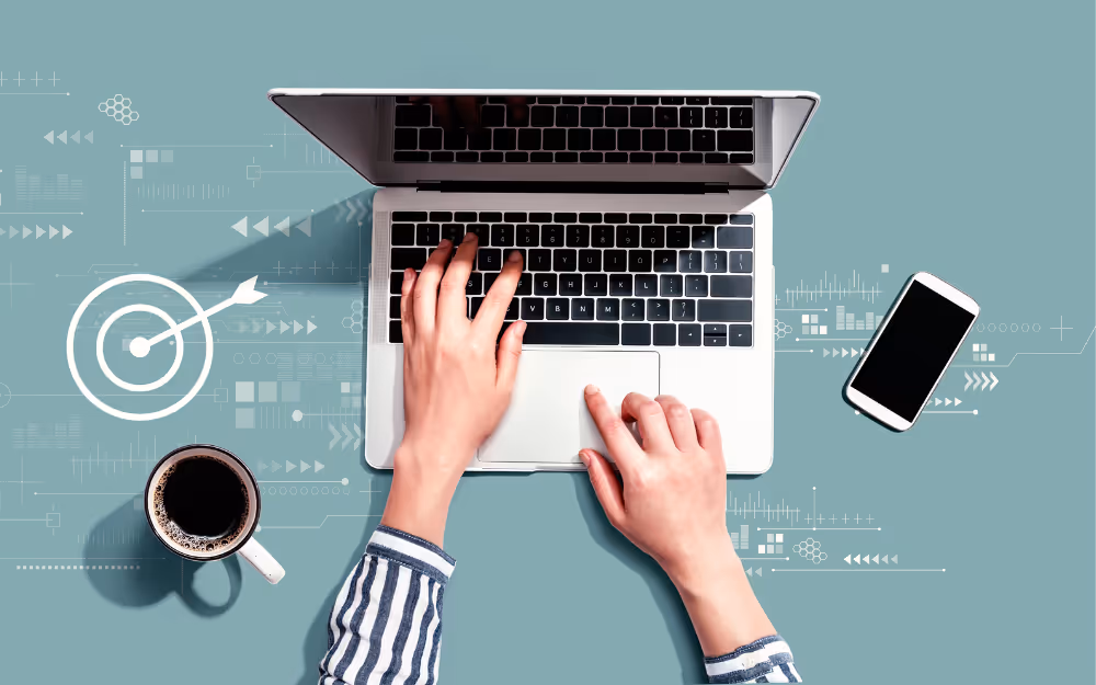 Hands on a laptop